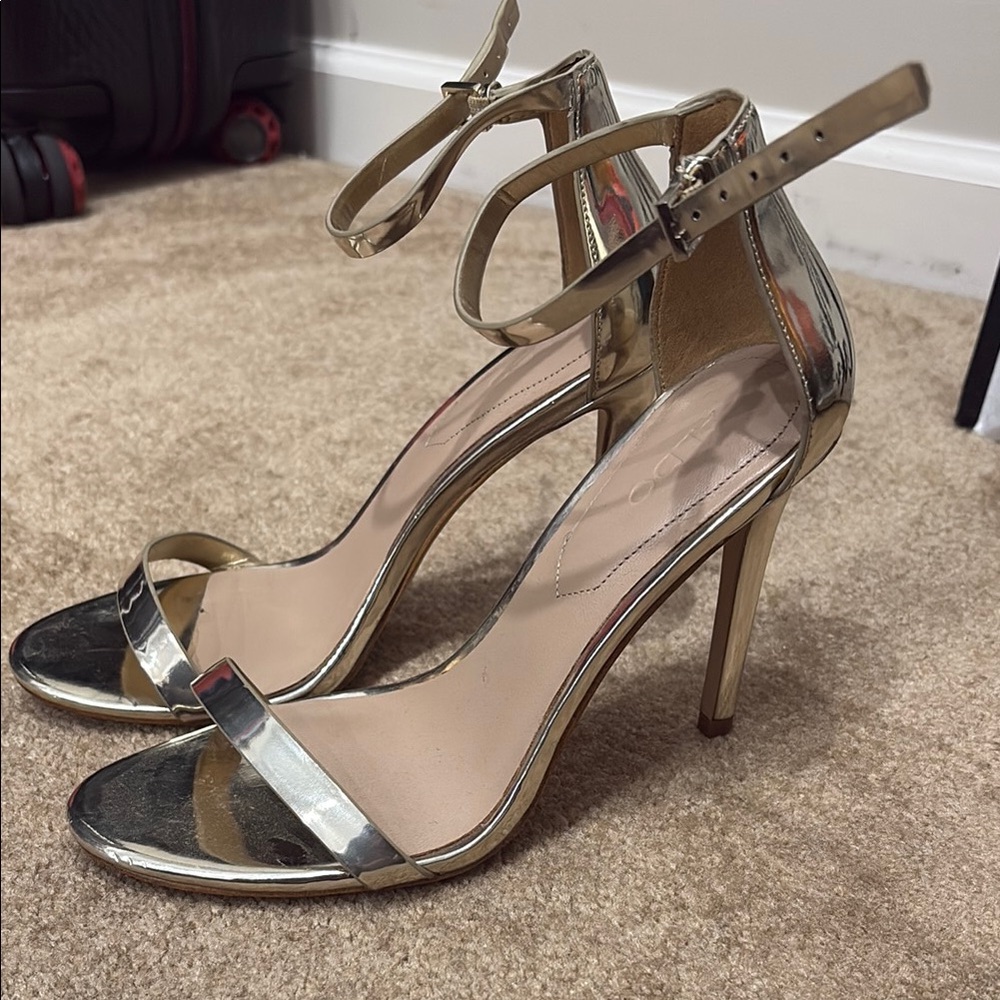 Aldo Gold Stiletto Heels with Ankle Strap